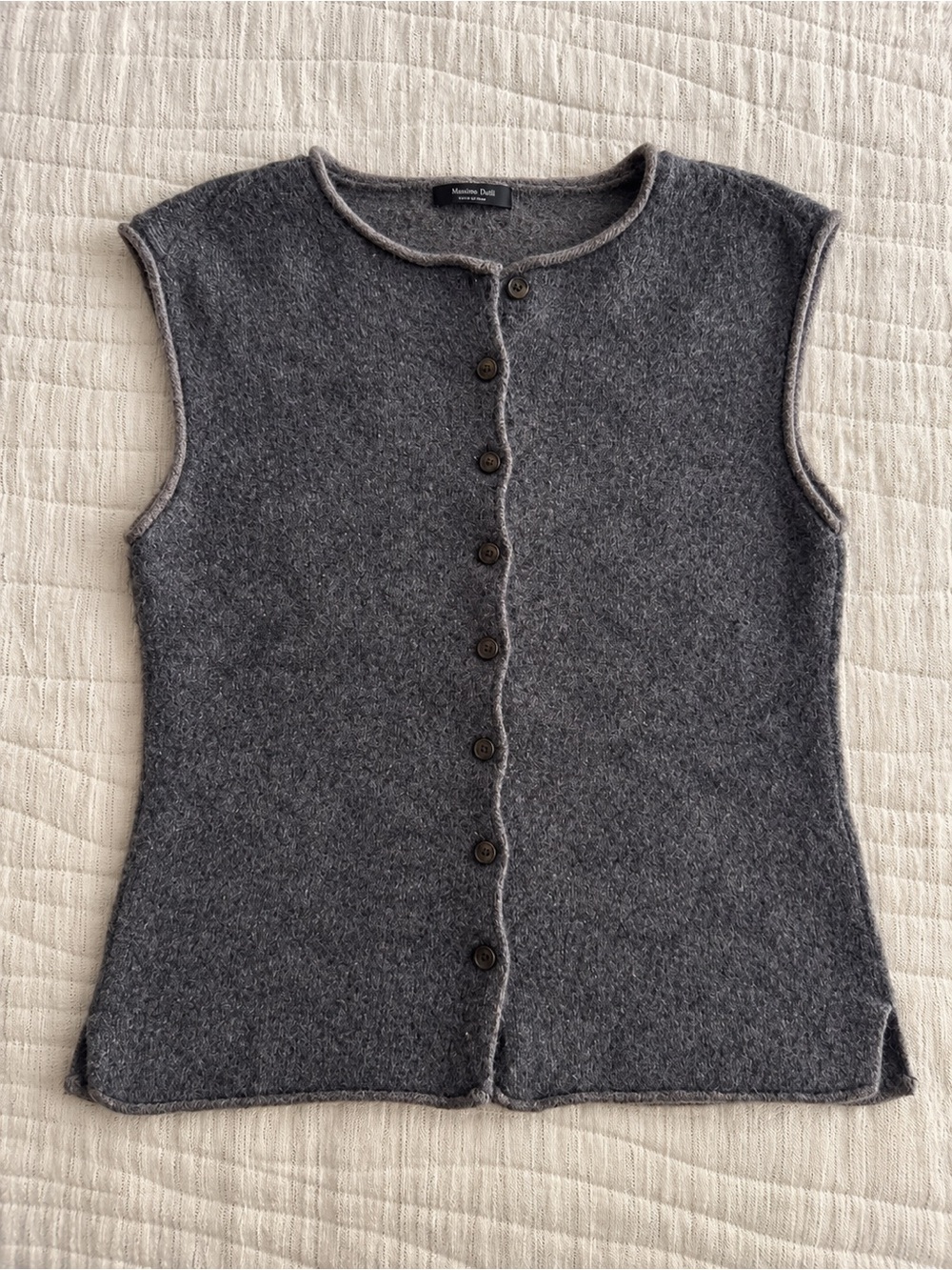 Massimo Dutti Gray Button Front Sweater Vest